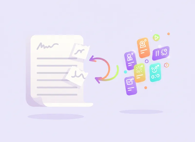 A worksheet transforming into digital lesson cards